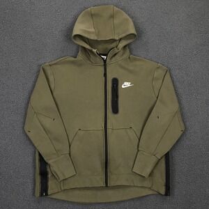 Nike Sportswear Tech Fleece Essential Full Zip Hoodie Womens Small Olive Green